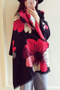 Women Floral Printed Cozy Breathable Casual Winter Shawl
