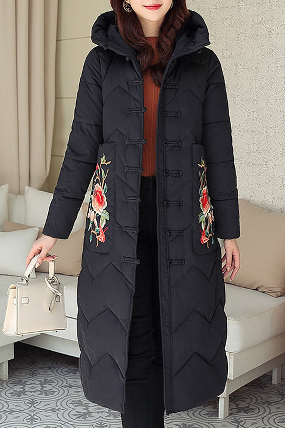 Women Elegant Styled Solid Colored Warm Padded Jacket