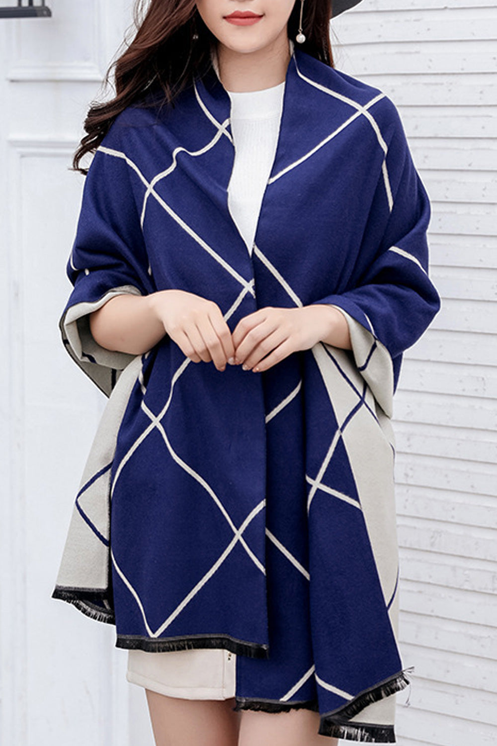 Women Stripe Pattern Comfortable Warm Elegant Soft Shawl