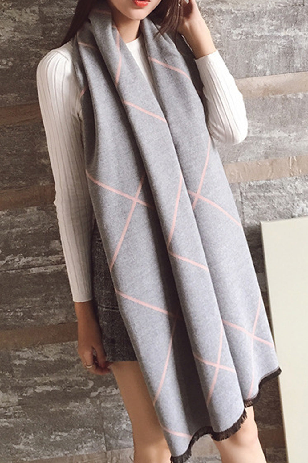 Women Stripe Pattern Comfortable Warm Elegant Soft Shawl