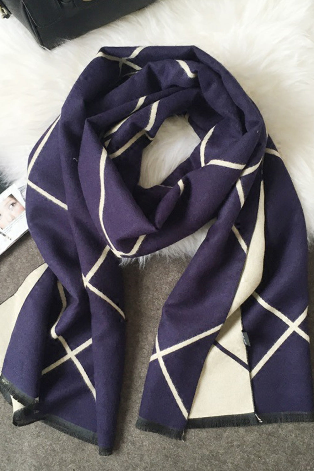 Women Stripe Pattern Comfortable Warm Elegant Soft Shawl