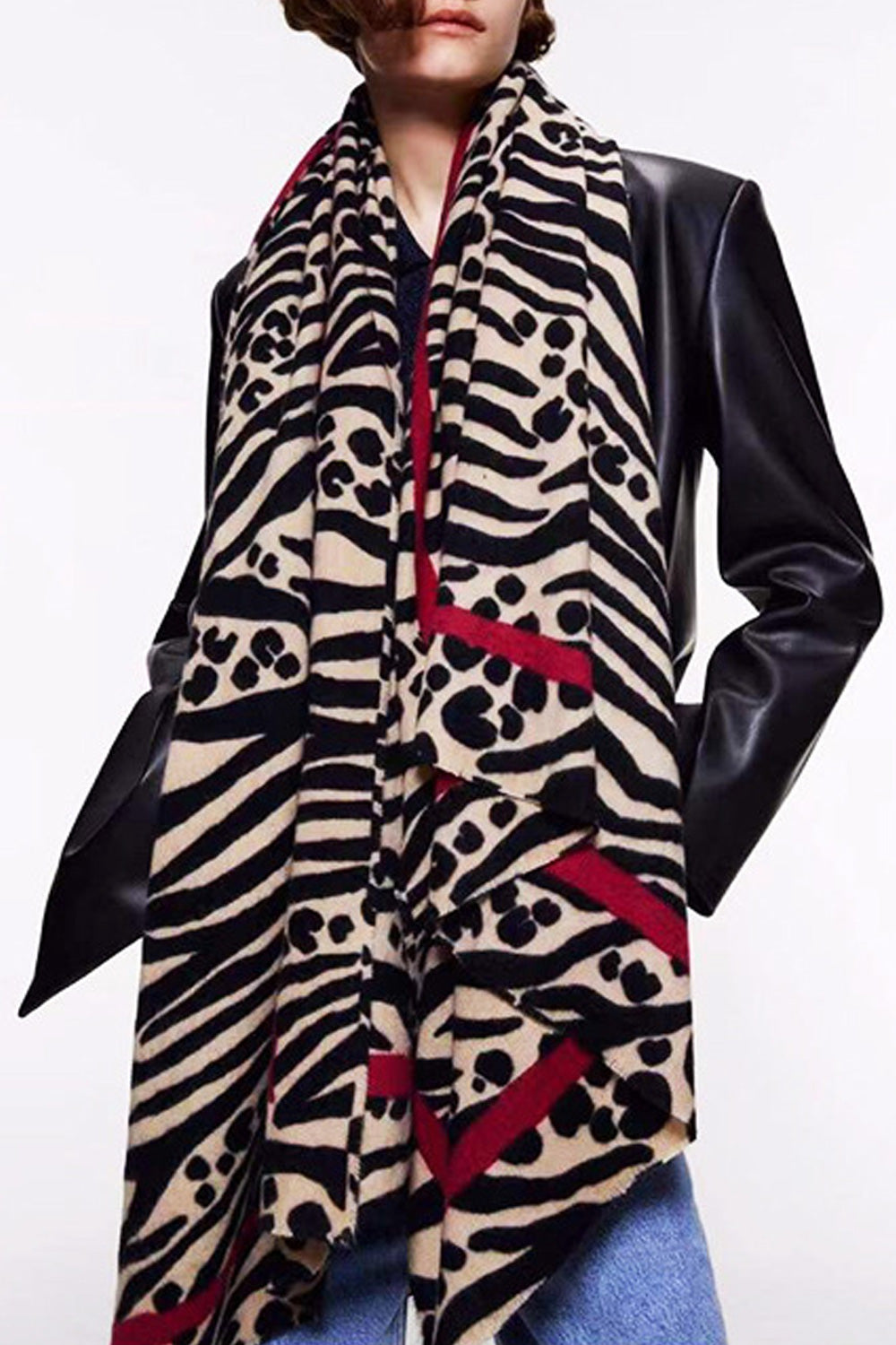 Women Clasyy Leopard Pattern Warm Long Length Cashmere Shawl