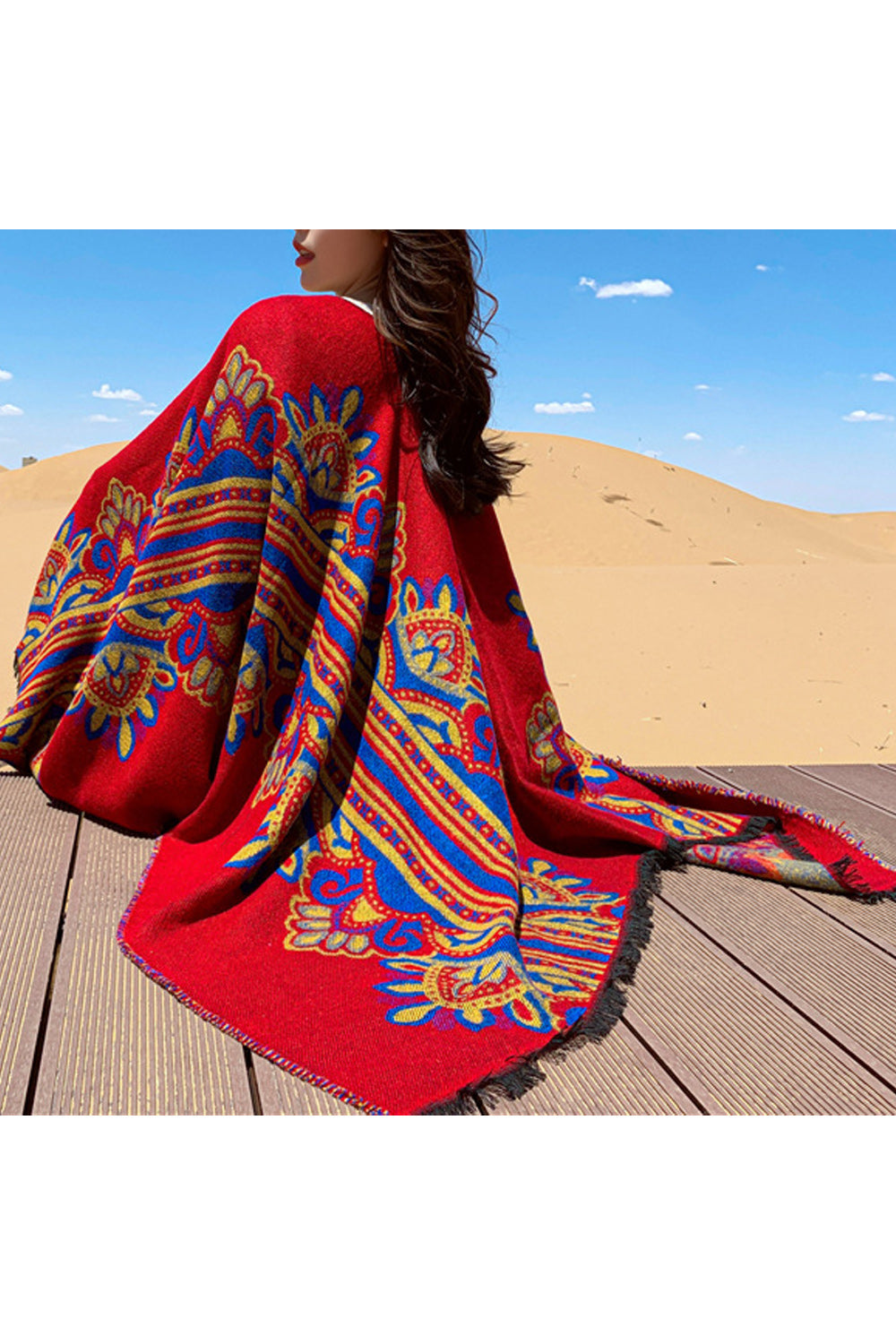 Women Casual Winter Warm Printed Style Thick Shawl