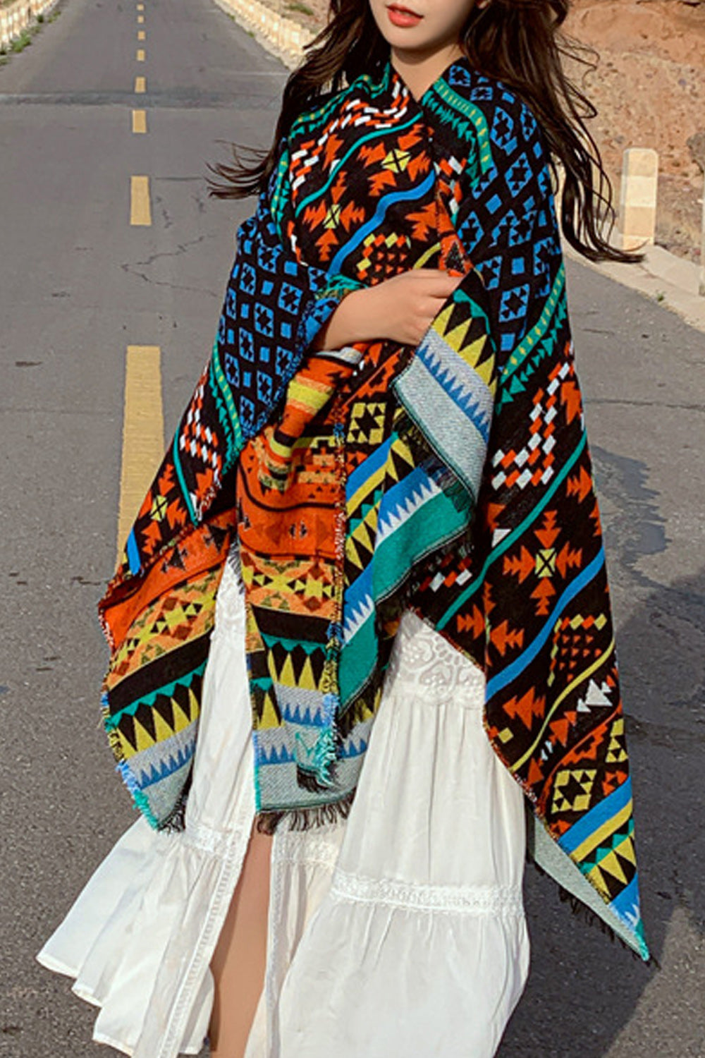 Women Decent Style Printed Pattern Comfy Warm Shawl