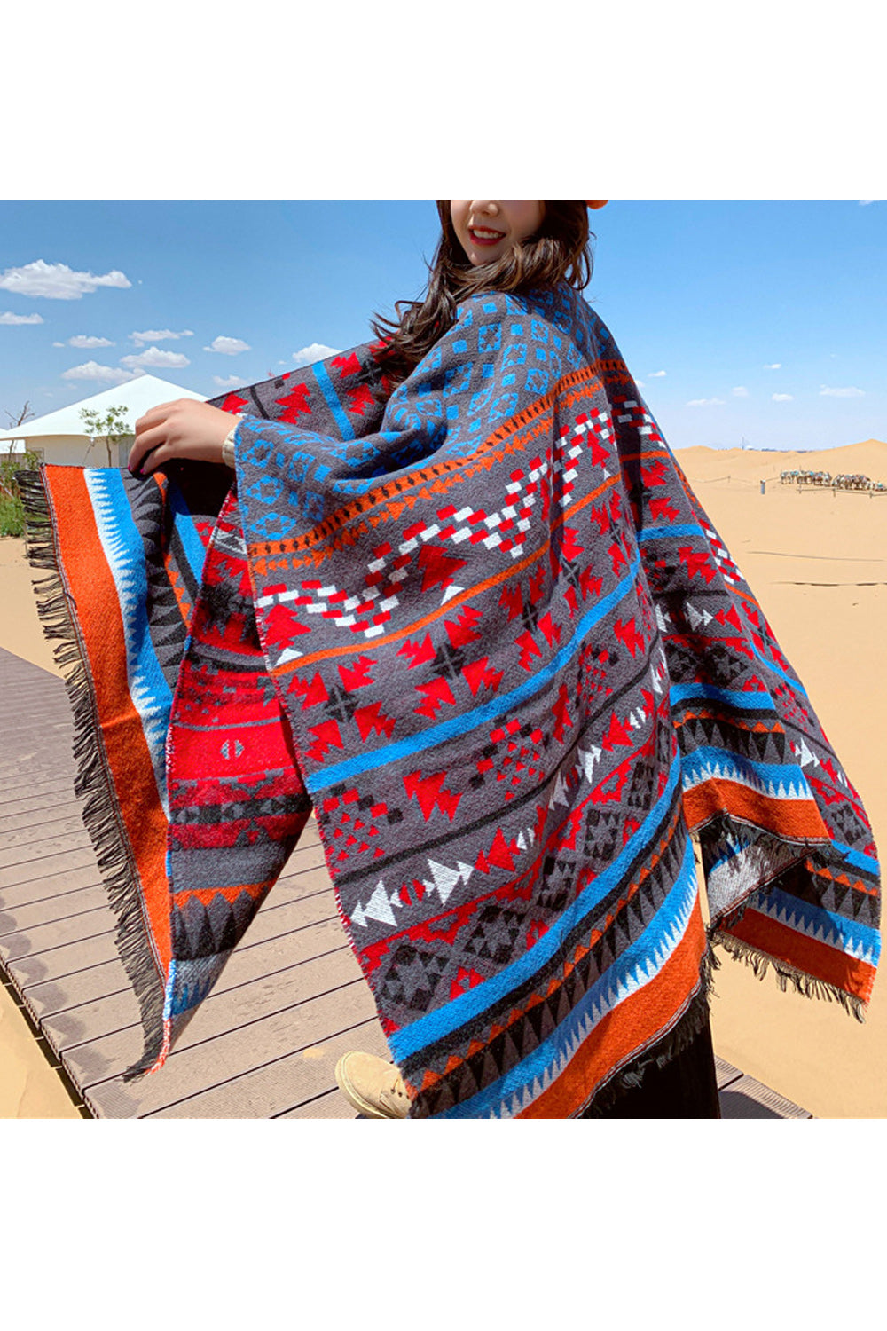 Women Decent Style Printed Pattern Comfy Warm Shawl