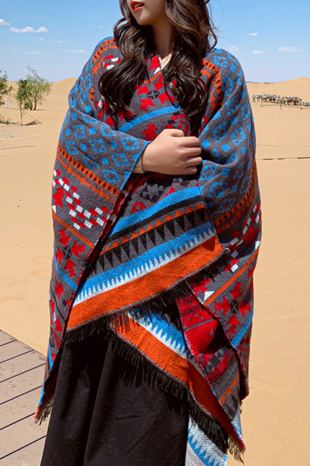 Women Decent Style Printed Pattern Comfy Warm Shawl
