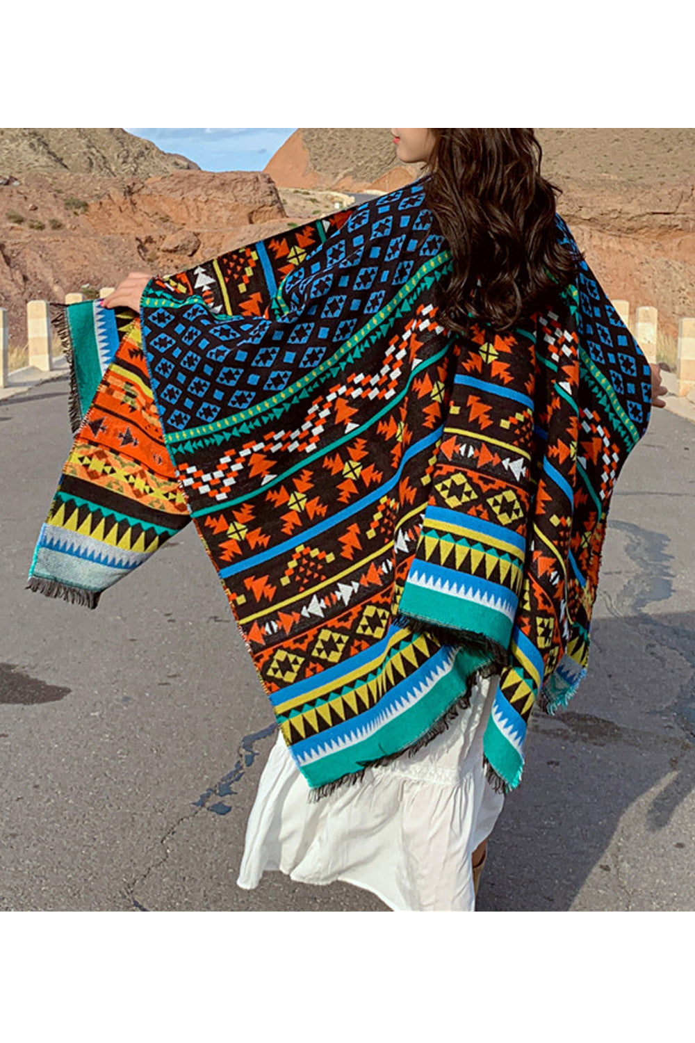 Women Decent Style Printed Pattern Comfy Warm Shawl