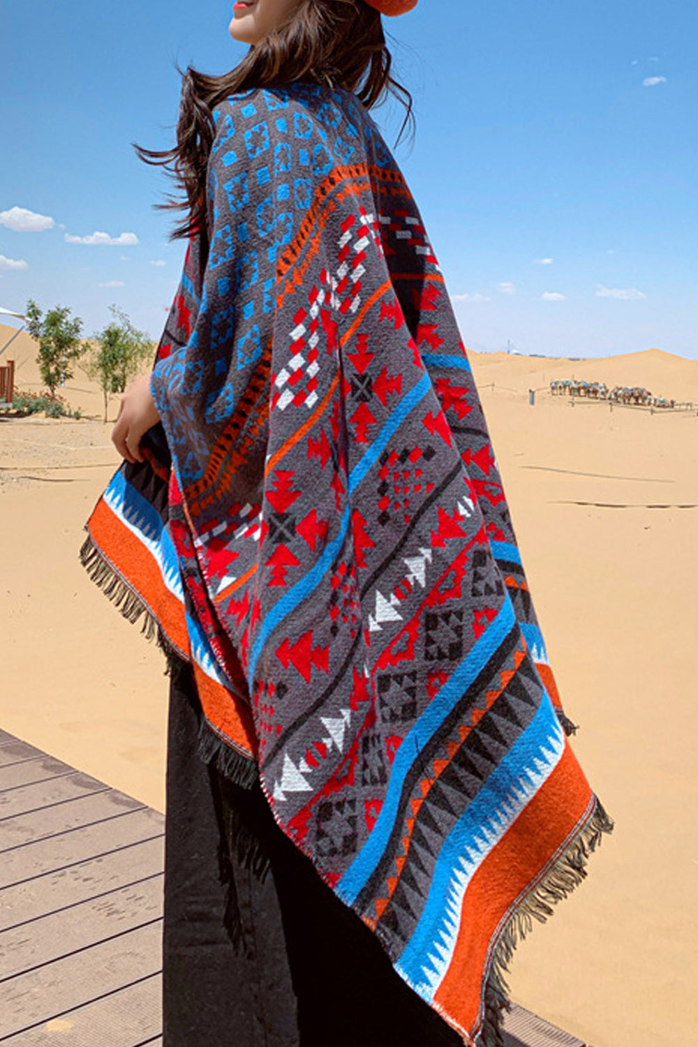 Women Decent Style Printed Pattern Comfy Warm Shawl