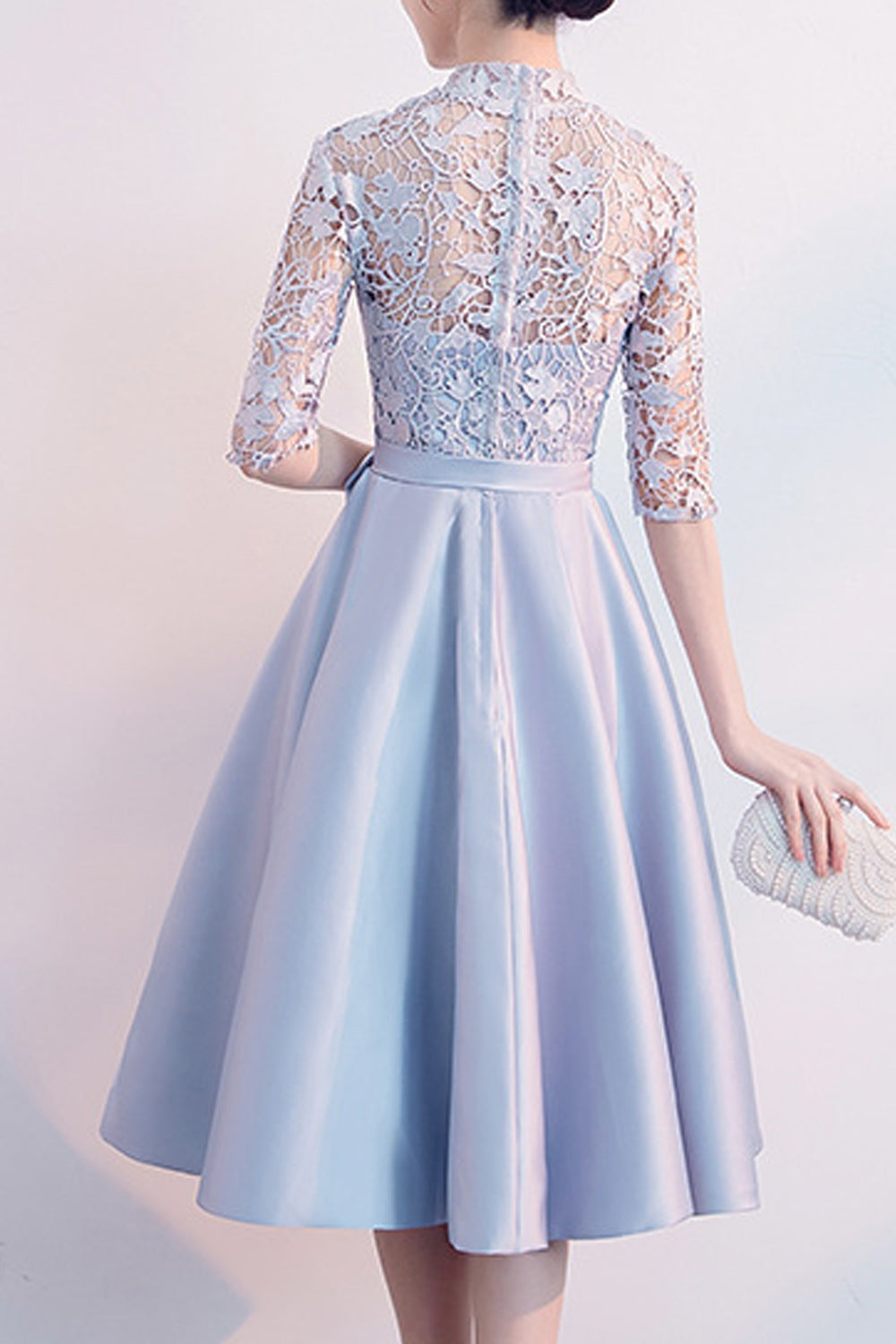 Women Pleated Short Skirt Solid Pattern Classy Evening Party Dress