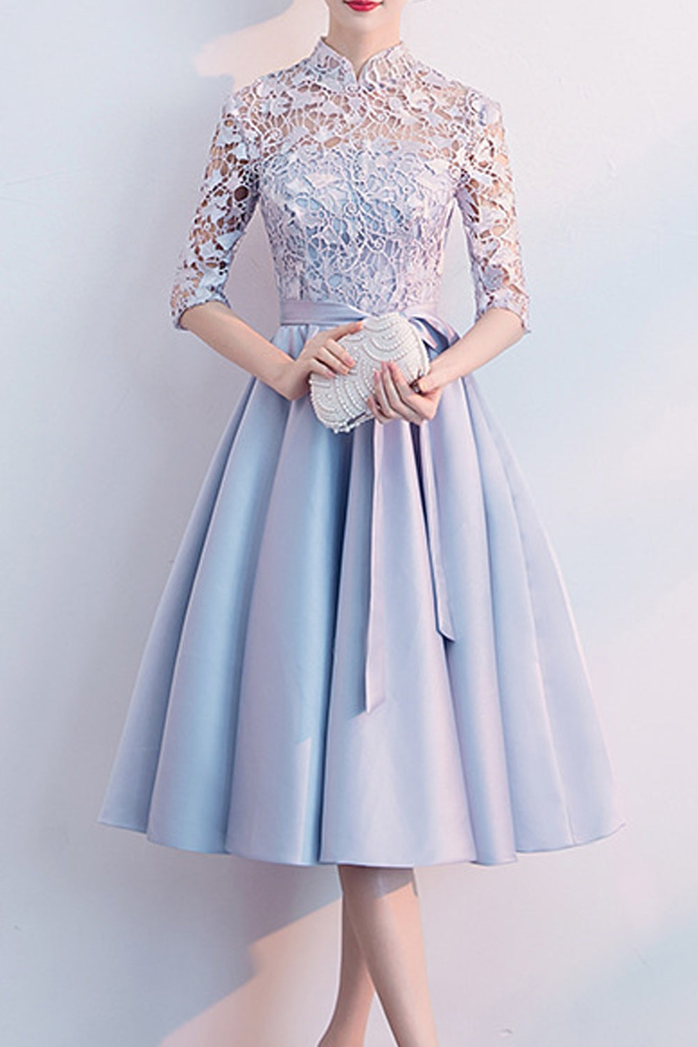 Women Pleated Short Skirt Solid Pattern Classy Evening Party Dress