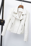 Women Superb Long Sleeve Solid Pattern Pocket Styling PU Leather Jacket