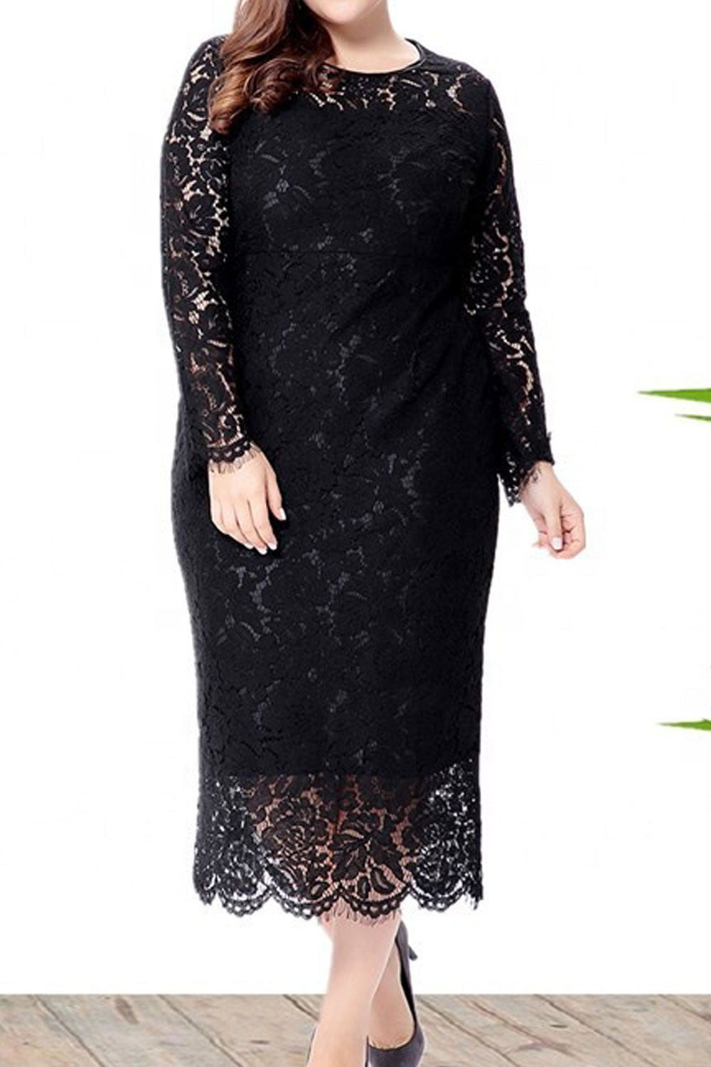 Women Plus Size Elegant Style Party Dress Black