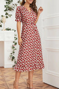 Women Convenient Short Sleeve Awesome Printed V-Neck Breathable Dress