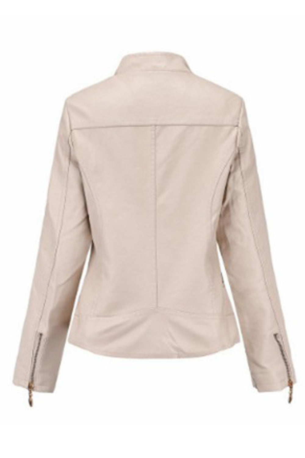 Women Stand Up Collar Long Sleeve Thick Classic Leather Jacket