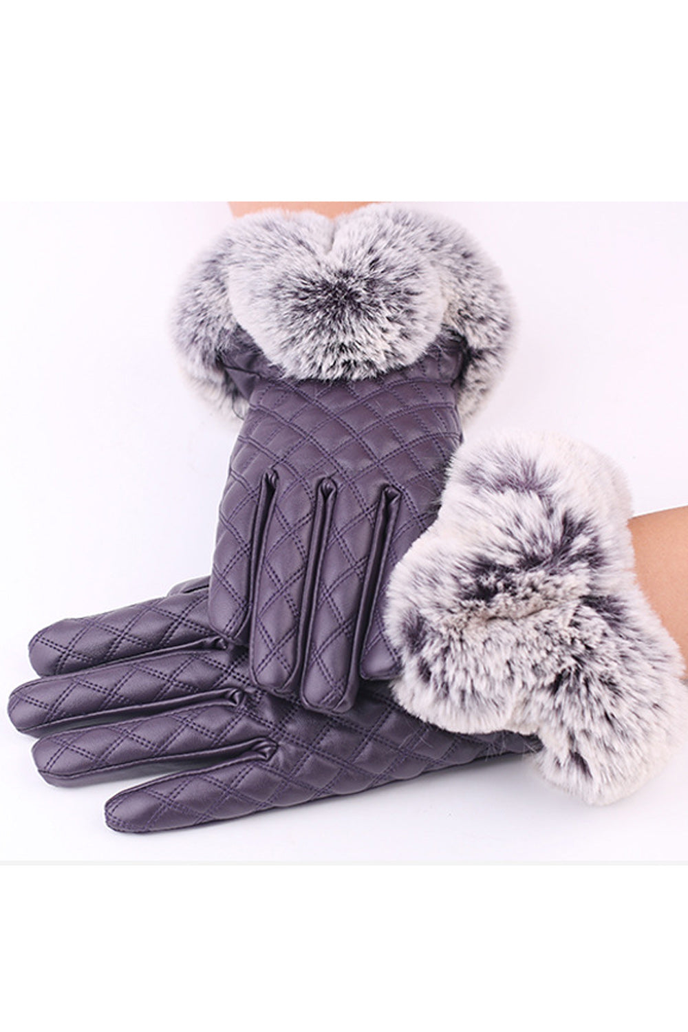Women Cute Ball Decorated Warm Coldproof PU Gloves