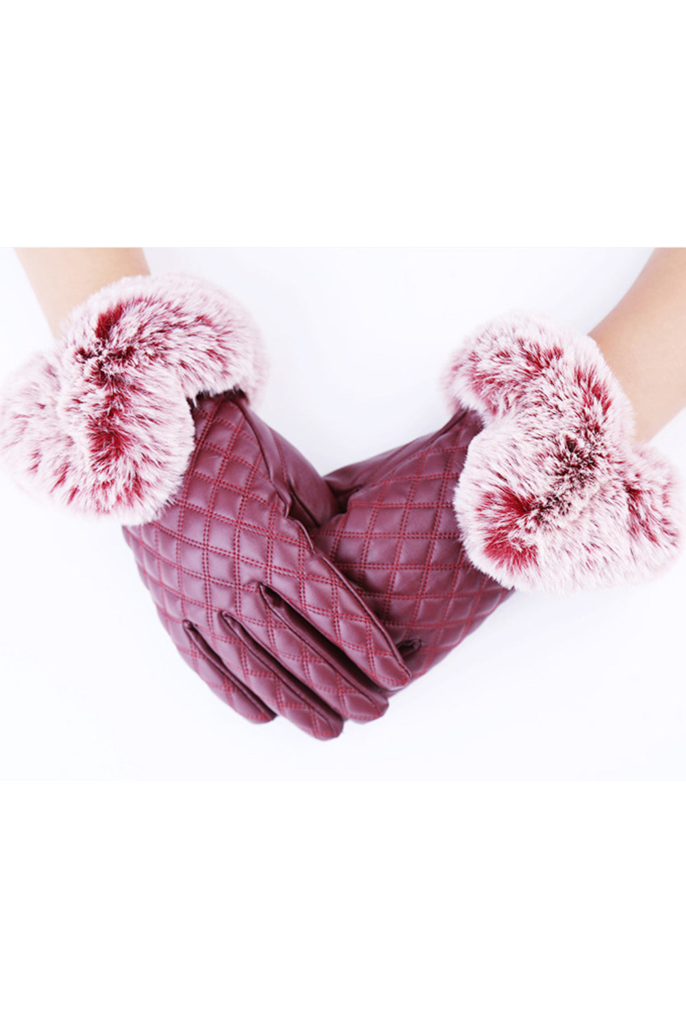Women Cute Ball Decorated Warm Coldproof PU Gloves
