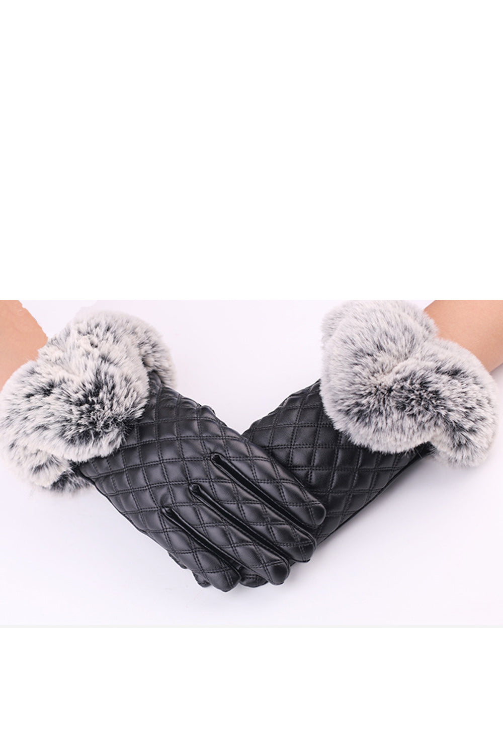 Women Cute Ball Decorated Warm Coldproof PU Gloves