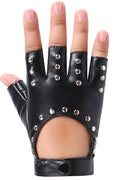 Women Half Finger Thick PU Leather Outdoor Riding Gloves