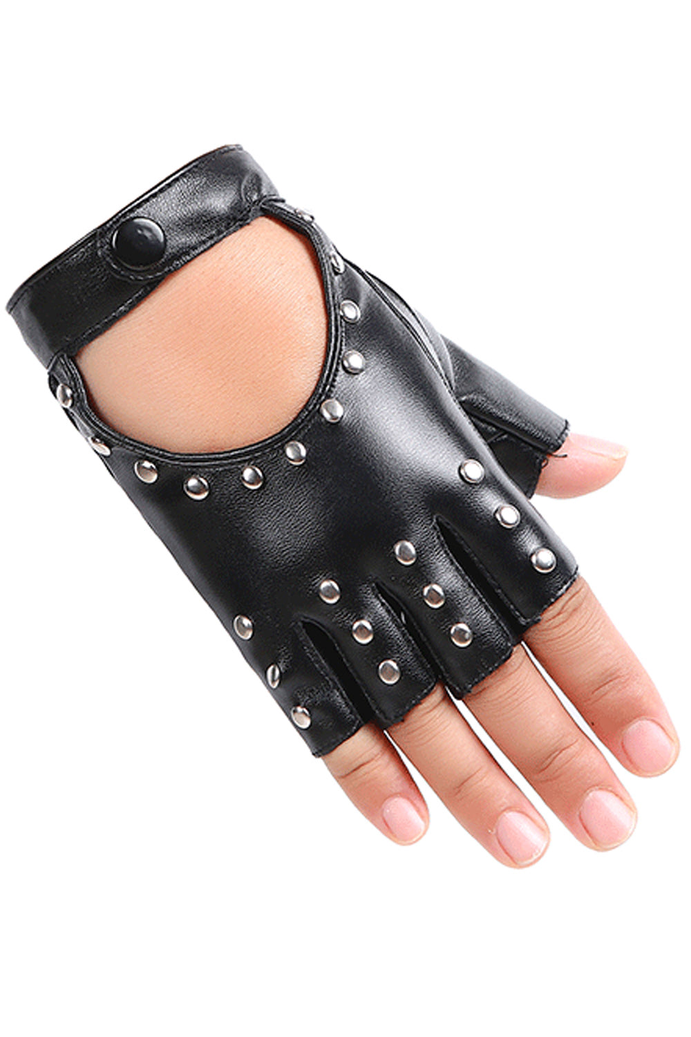 Women Half Finger Thick PU Leather Outdoor Riding Gloves