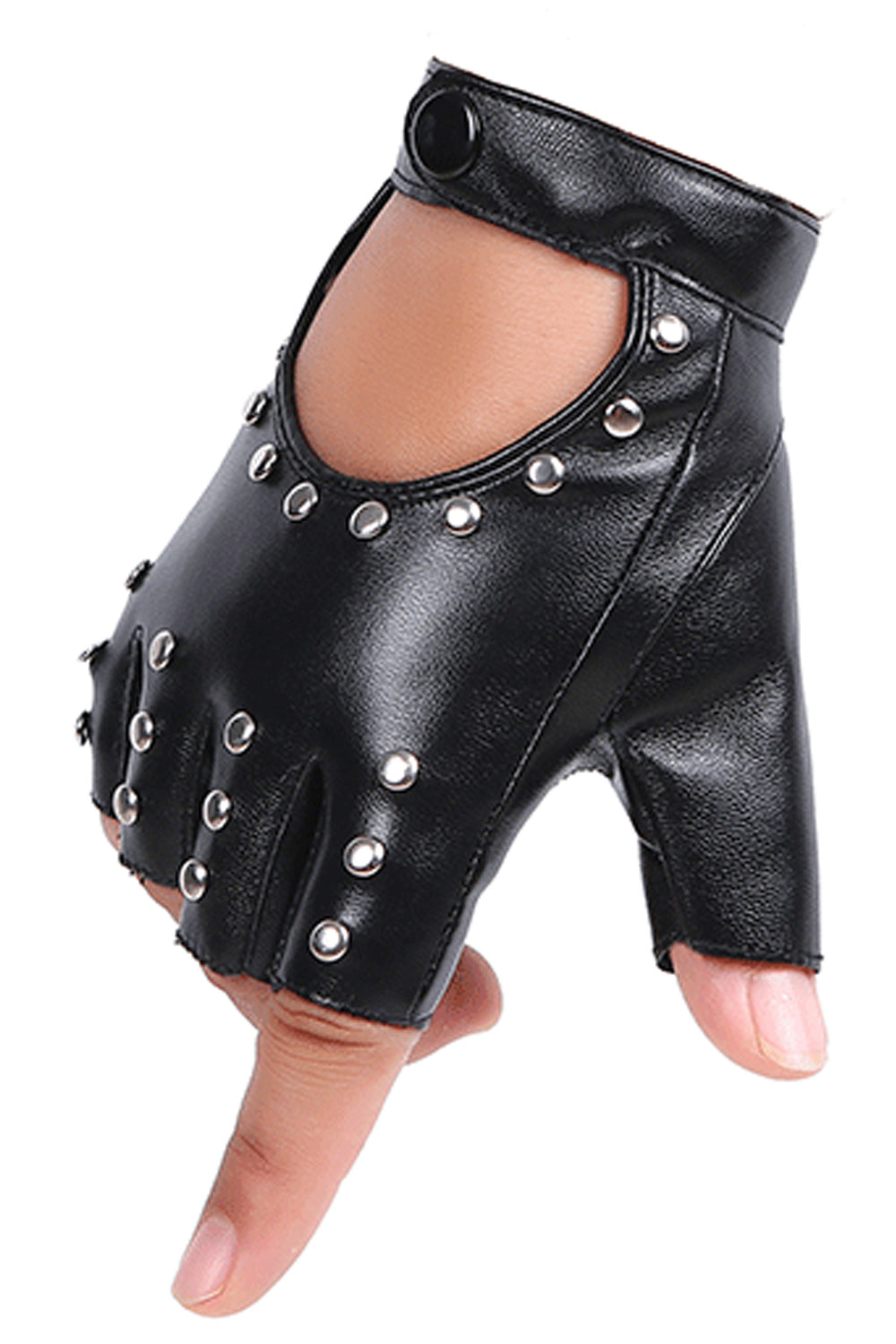 Women Half Finger Thick PU Leather Outdoor Riding Gloves