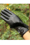 Women Warm Solid Colored Beautiful Casual PU Gloves