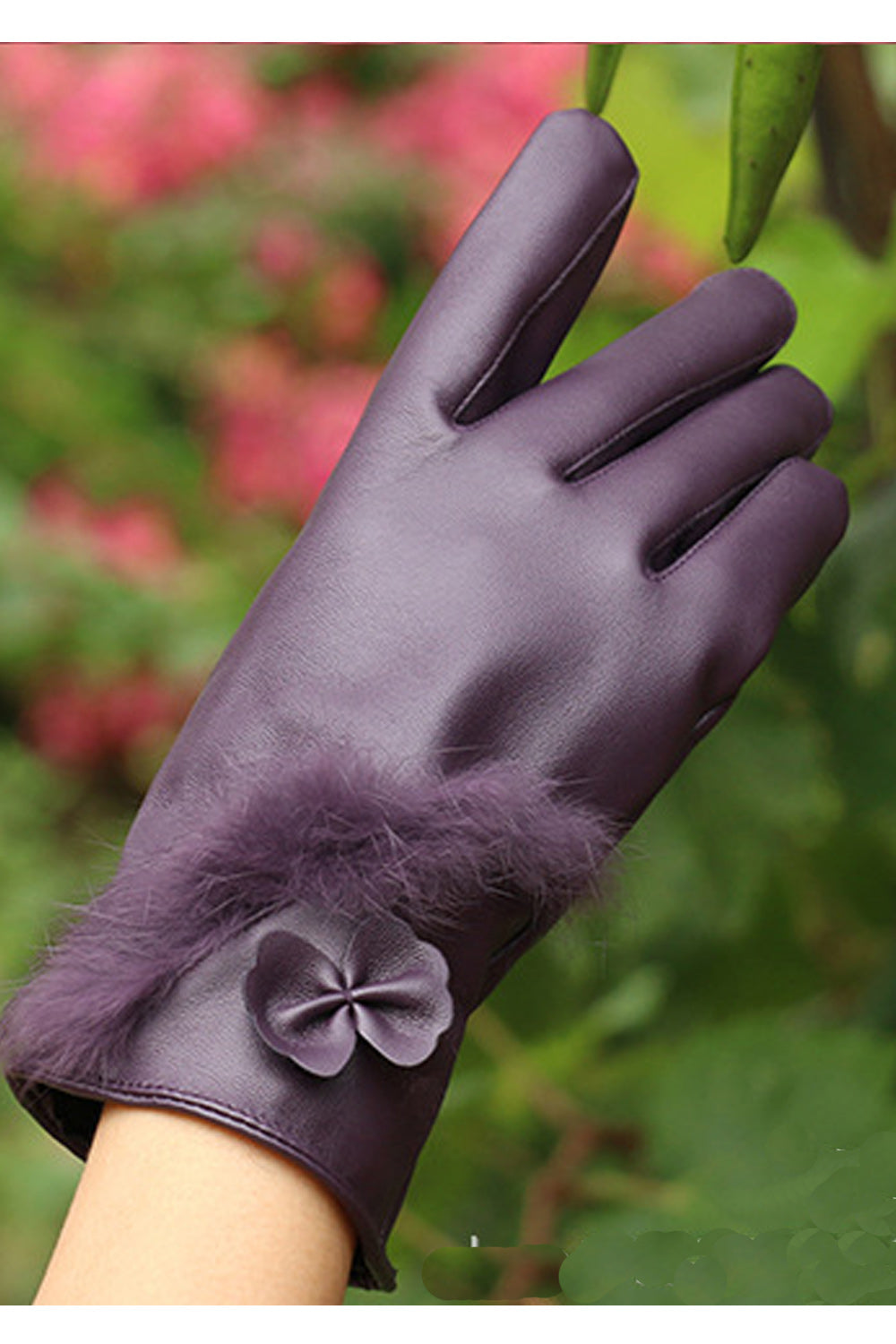 Women Warm Solid Colored Beautiful Casual PU Gloves