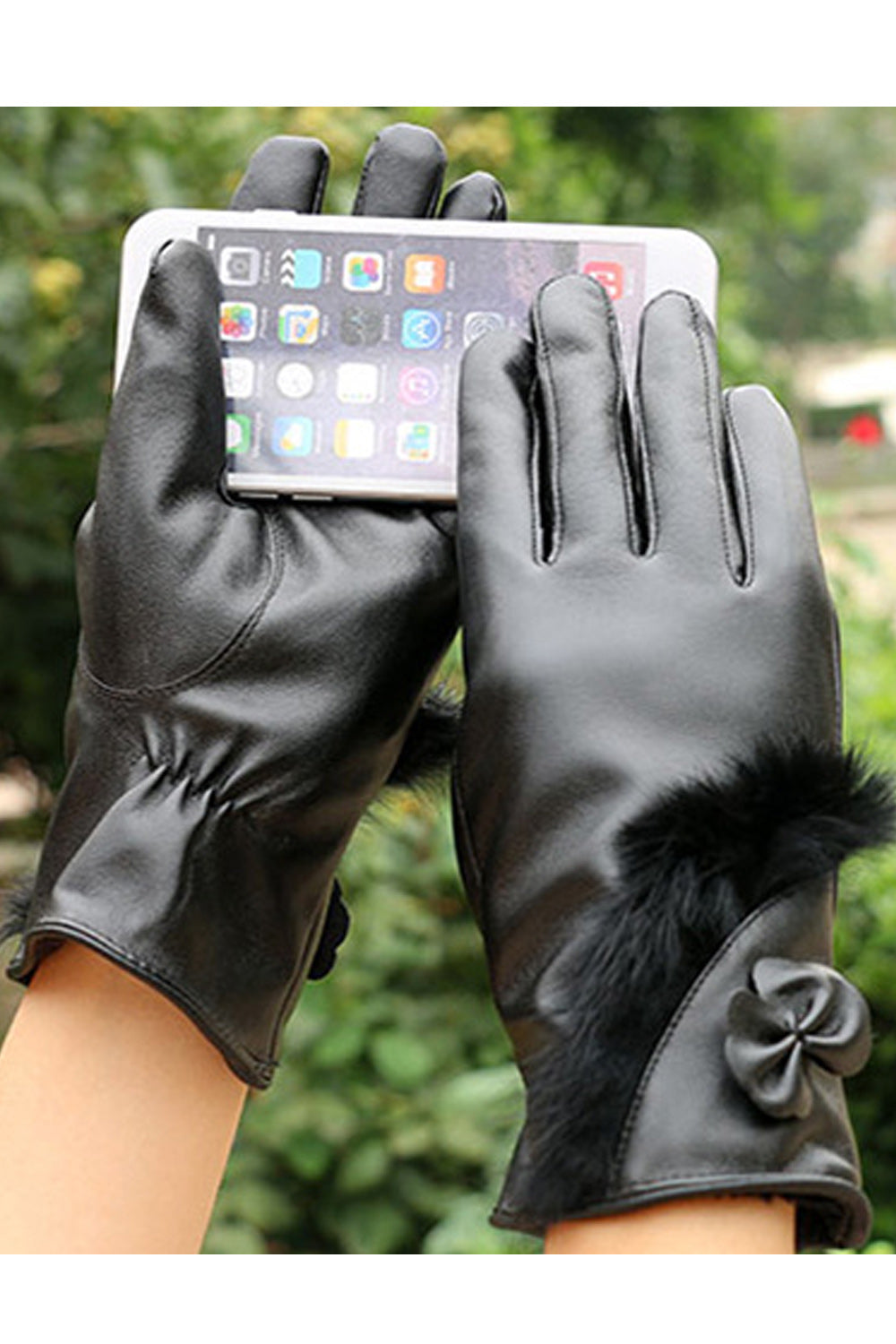 Women Warm Solid Colored Beautiful Casual PU Gloves