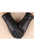 Women Pretty Solid Colored Warm Stylish PU Gloves