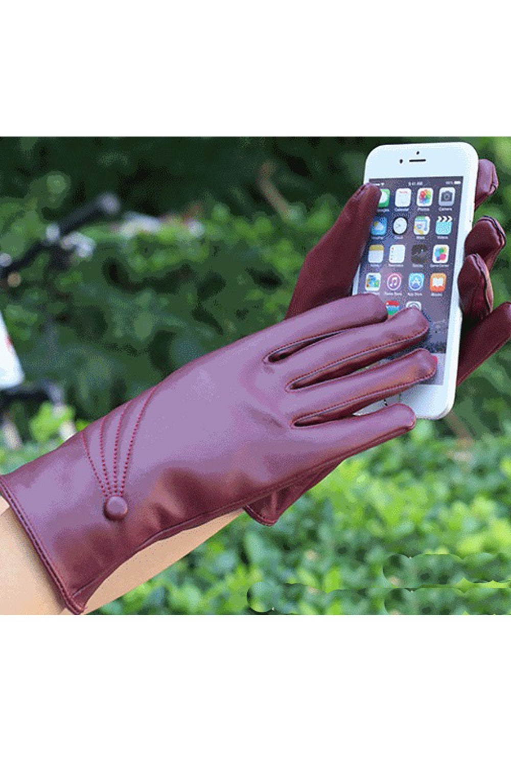 Women Pretty Solid Colored Warm Stylish PU Gloves