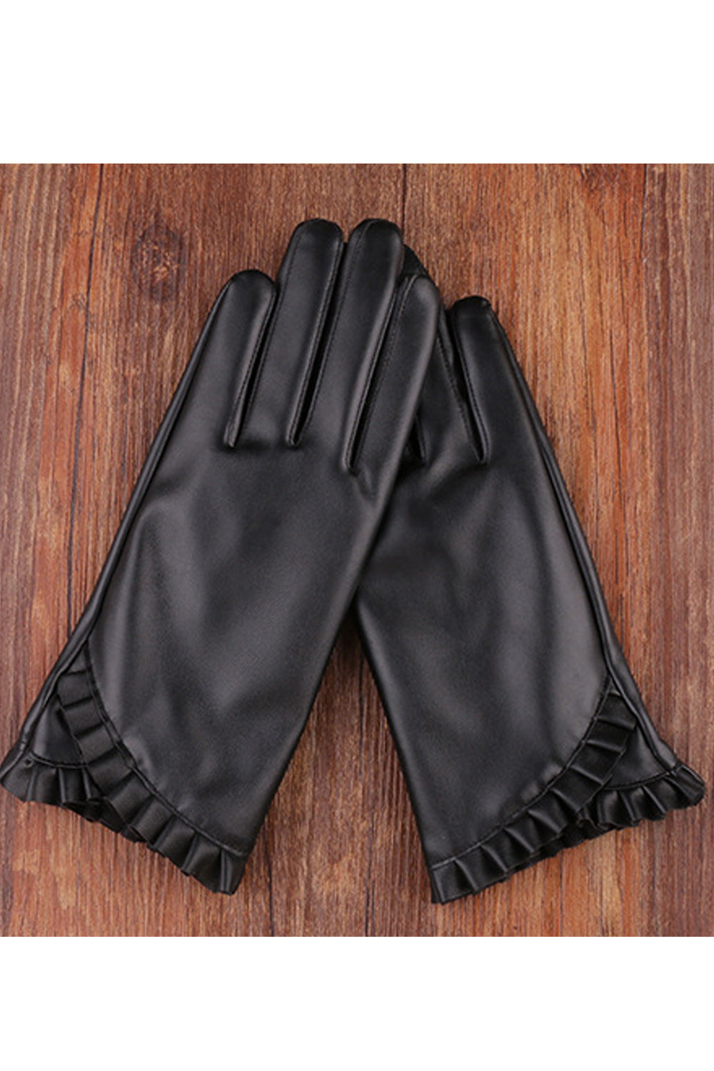 Women Warm Comfortable Lovely Solid Colored PU Gloves