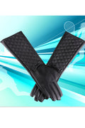 Women Long Length Warm Winter Fashionable PU Gloves