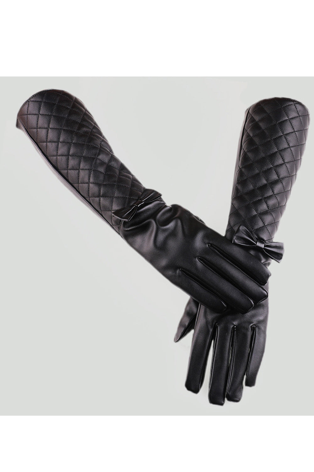 Women Long Length Warm Winter Fashionable PU Gloves