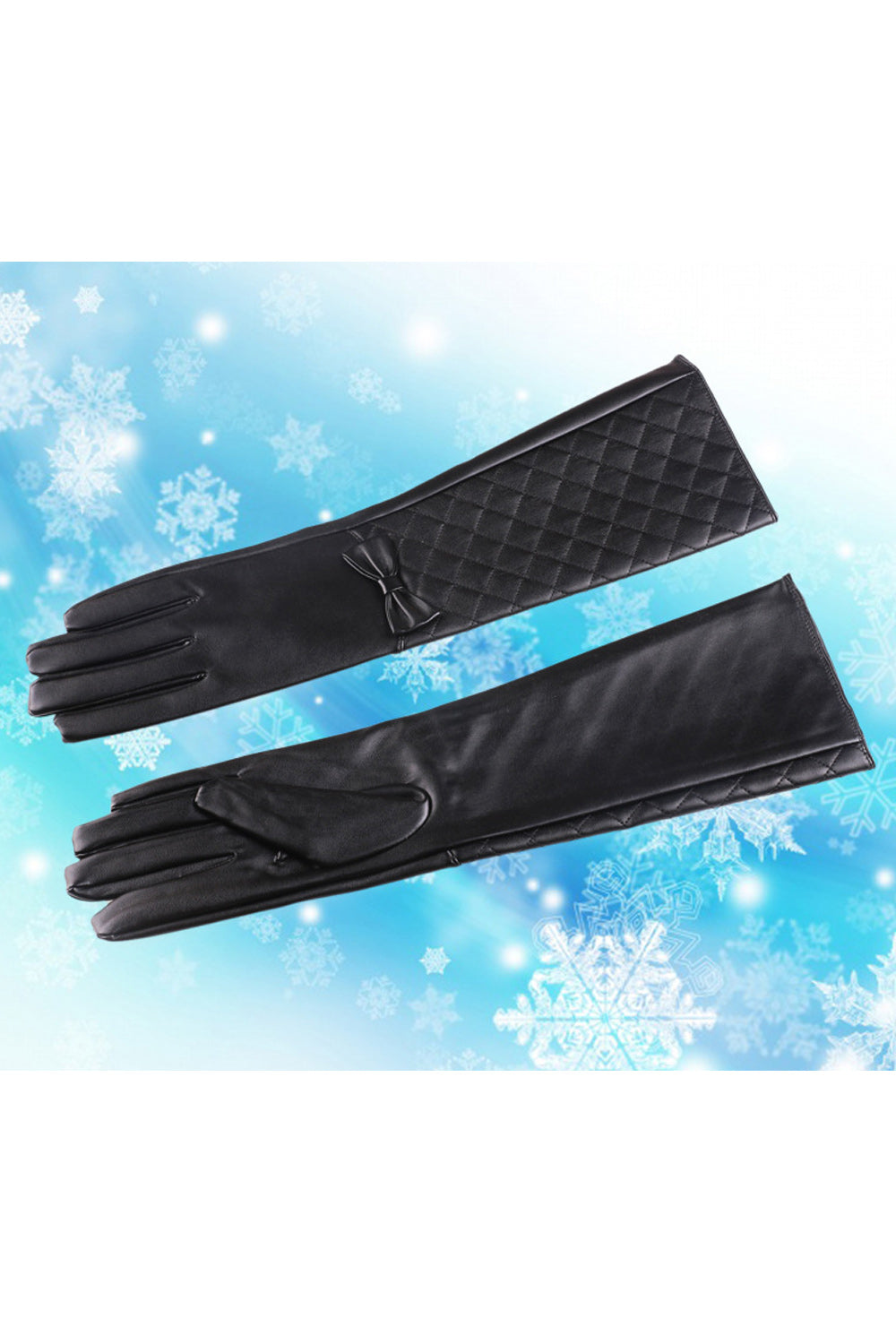 Women Long Length Warm Winter Fashionable PU Gloves