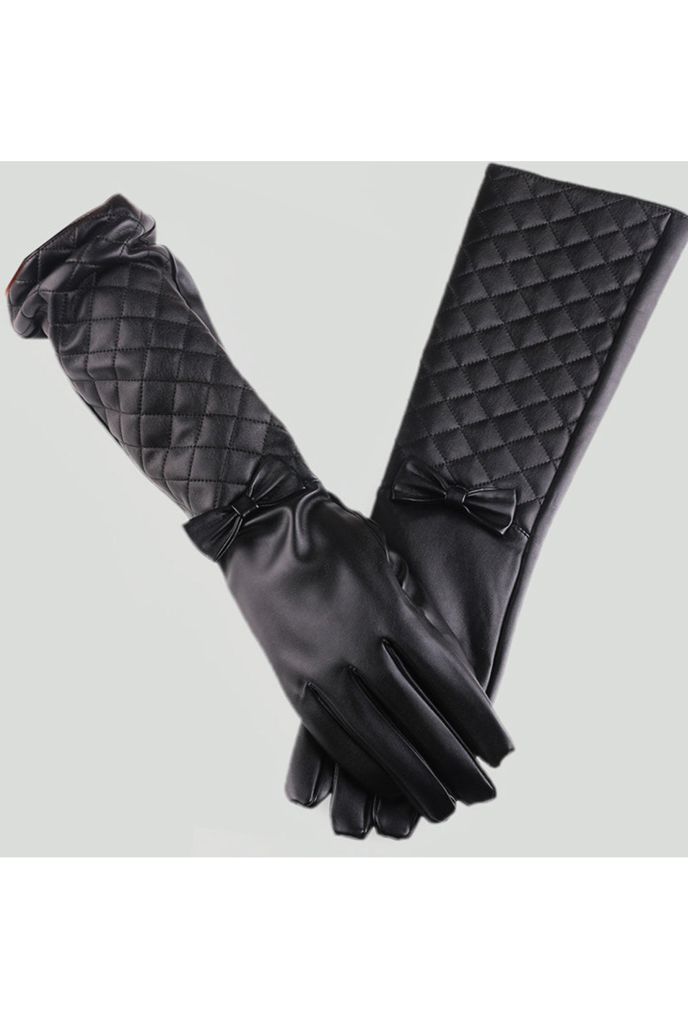 Women Long Length Warm Winter Fashionable PU Gloves