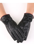 Women Decent Style Warm Casual Winter PU Leather Gloves