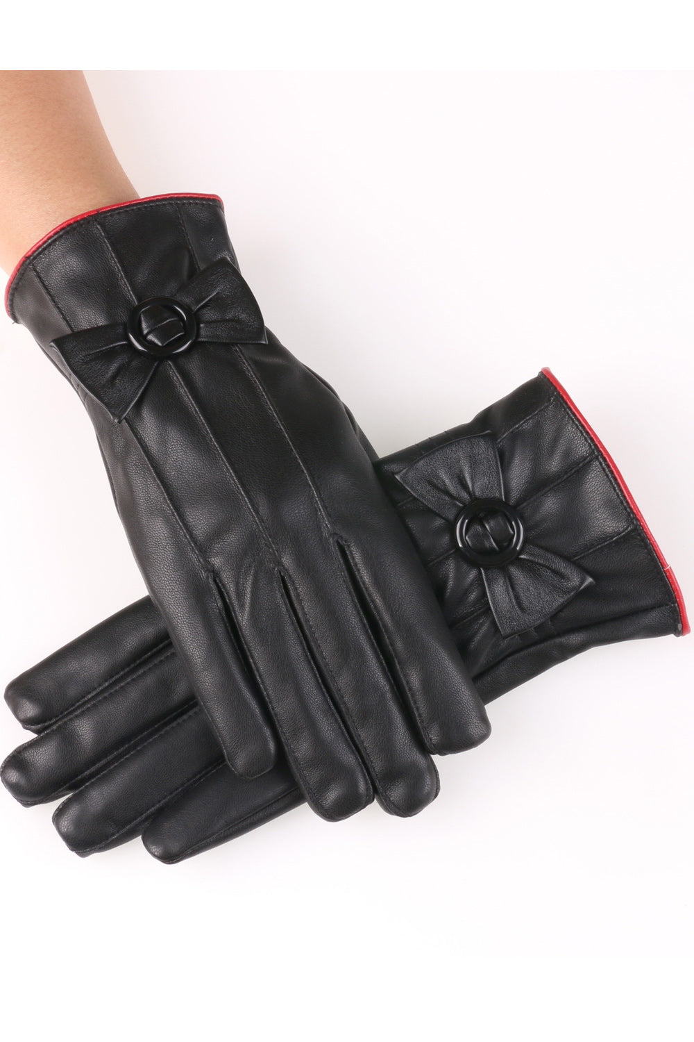 Women Decent Style Warm Casual Winter PU Leather Gloves