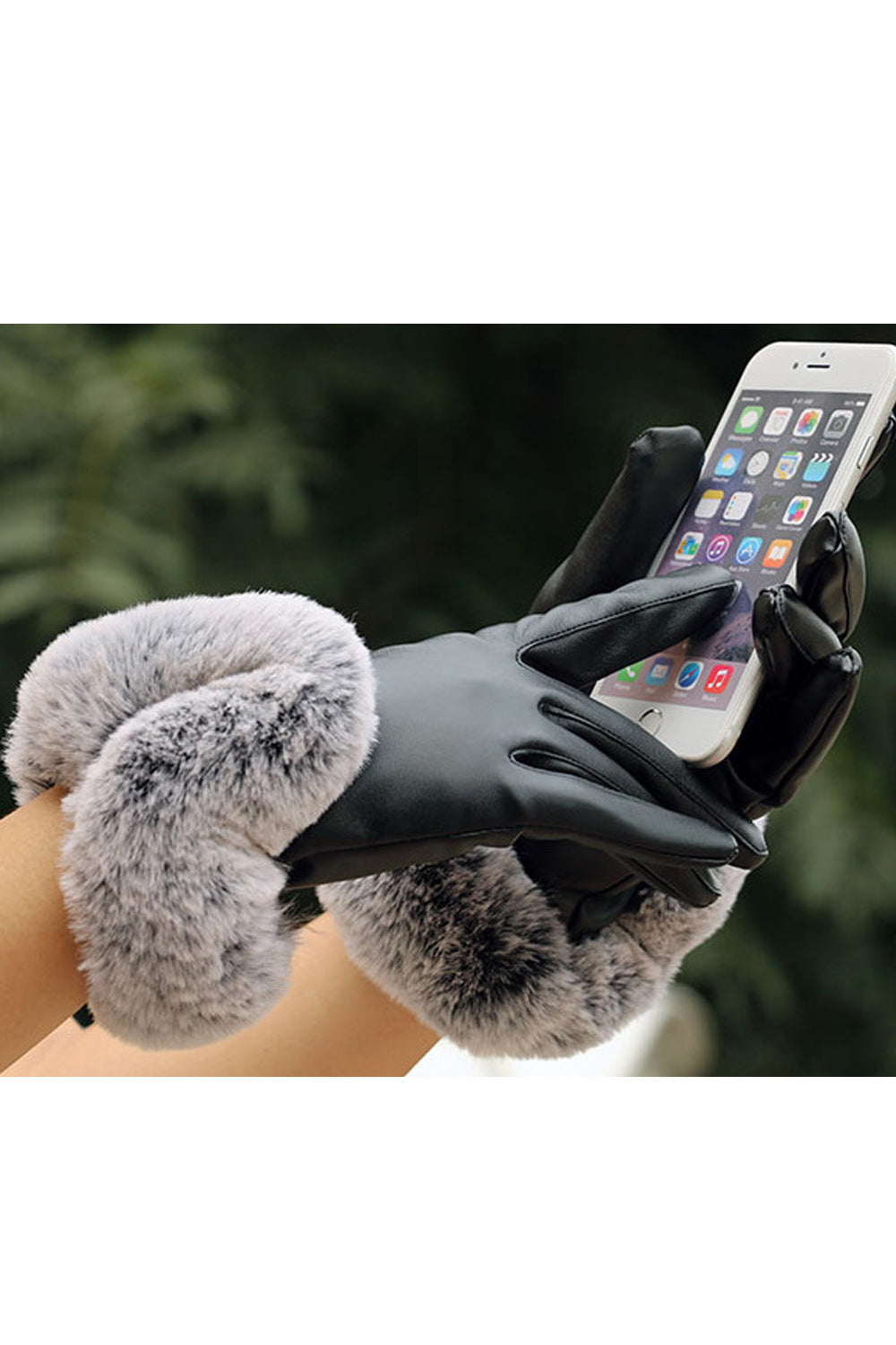 Women Pretty Solid Colored Warm Lovely PU Leather Gloves