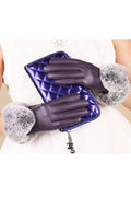 Women Magnificent Styled Solid Colored Cozy PU Leather Gloves