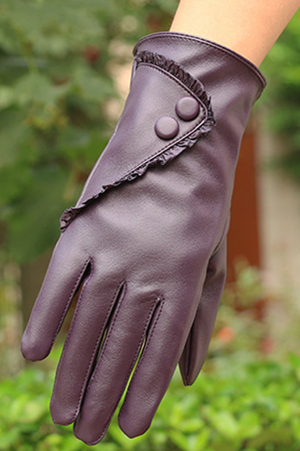 Women Leather Solid Colored Warm Fashionable PU Gloves