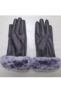 Women Soft Solid Colored Warm Convenient PU Leather Gloves