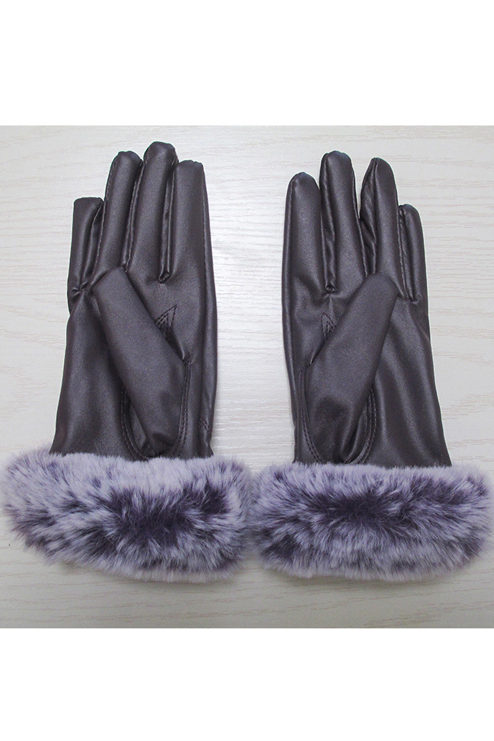 Women Soft Solid Colored Warm Convenient PU Leather Gloves