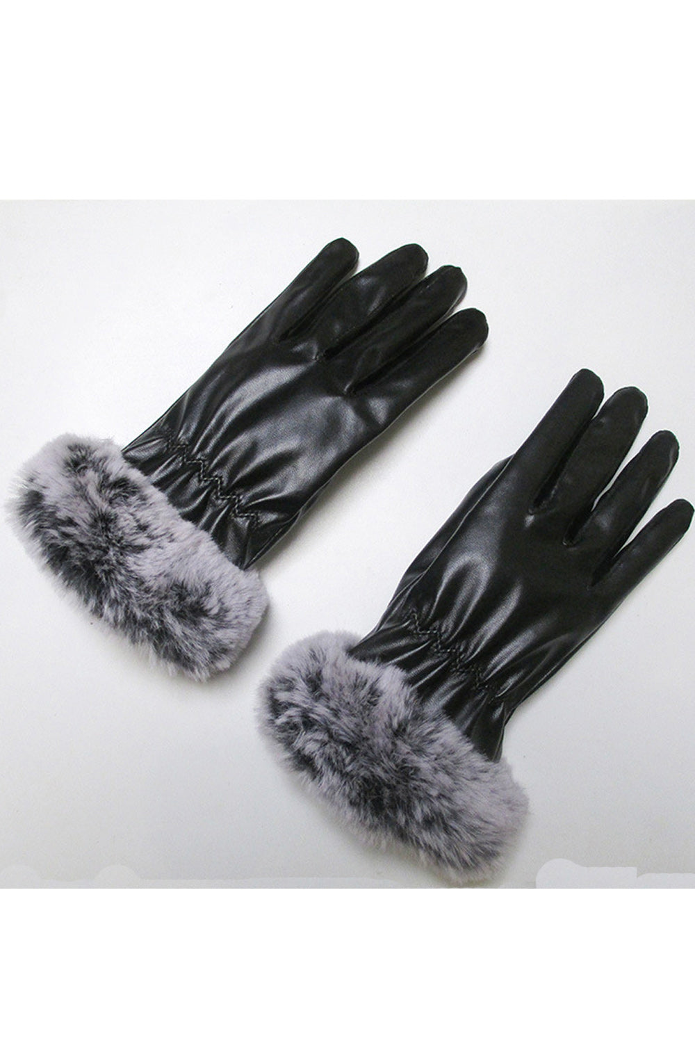 Women Soft Solid Colored Warm Convenient PU Leather Gloves