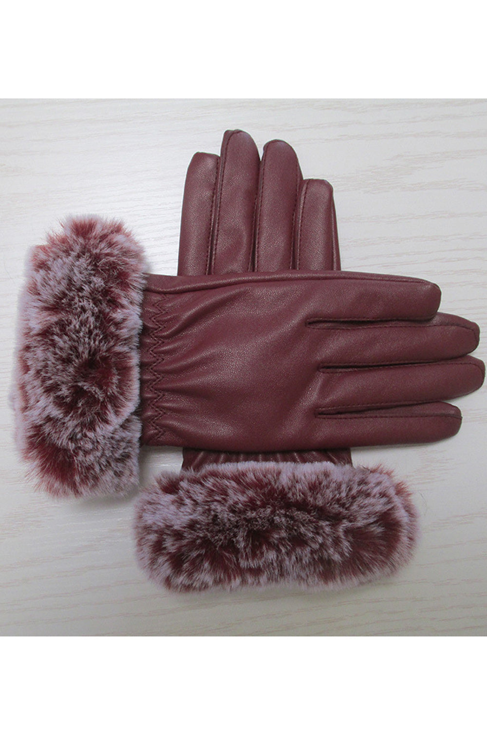 Women Soft Solid Colored Warm Convenient PU Leather Gloves