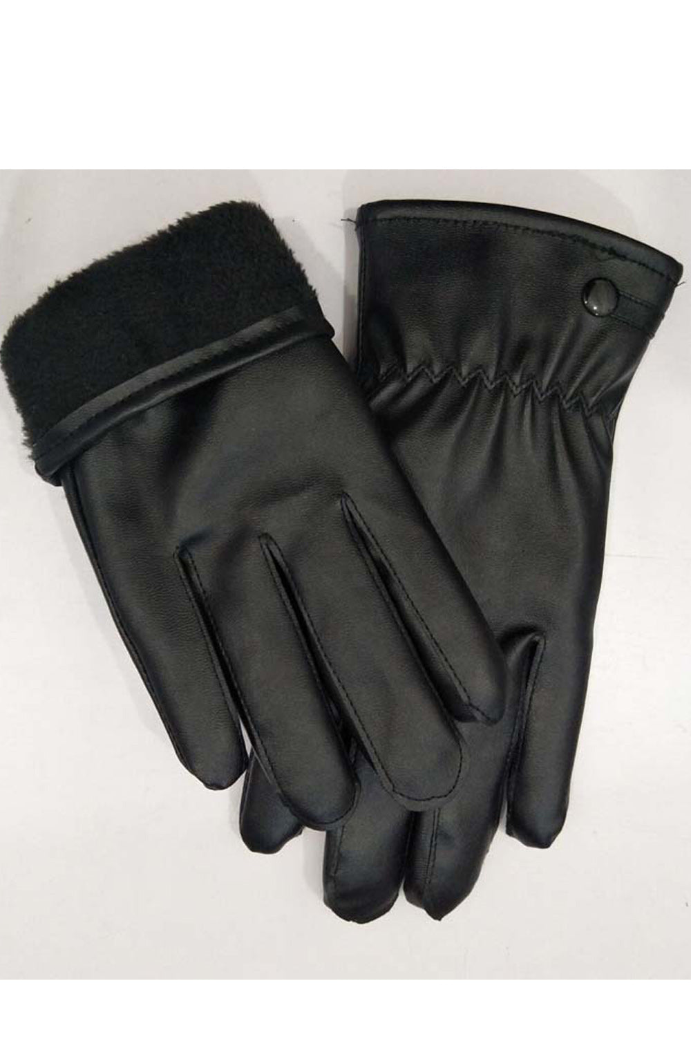 Women Warm Solid Colored Thick Elegant Winter PU Leather Gloves