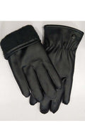 Women Warm Solid Colored Thick Elegant Winter PU Leather Gloves