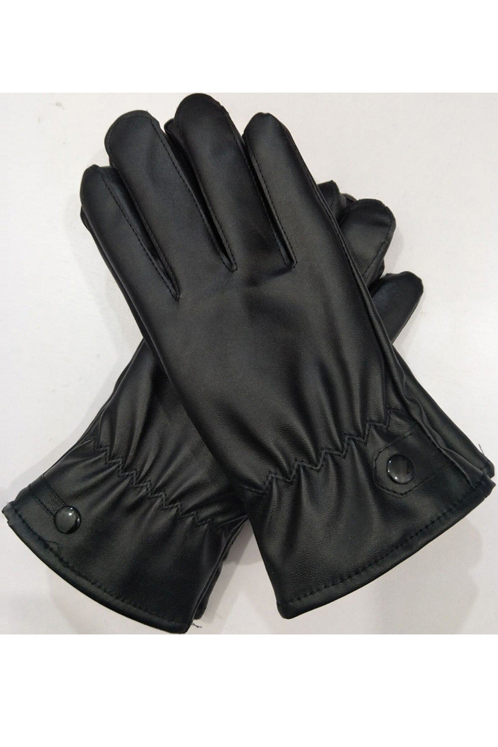Women Warm Solid Colored Thick Elegant Winter PU Leather Gloves