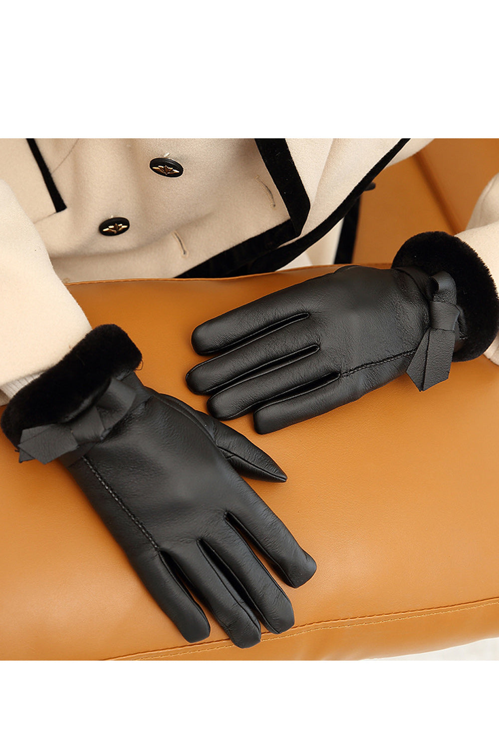 Women Soft Solid Colored Warm Winter Season PU Gloves