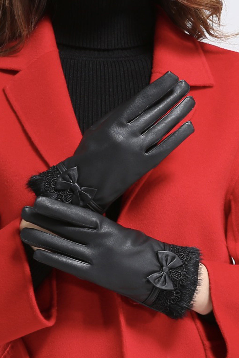 Women Warm Fashionable Winter Season Perfect Casual PU Gloves