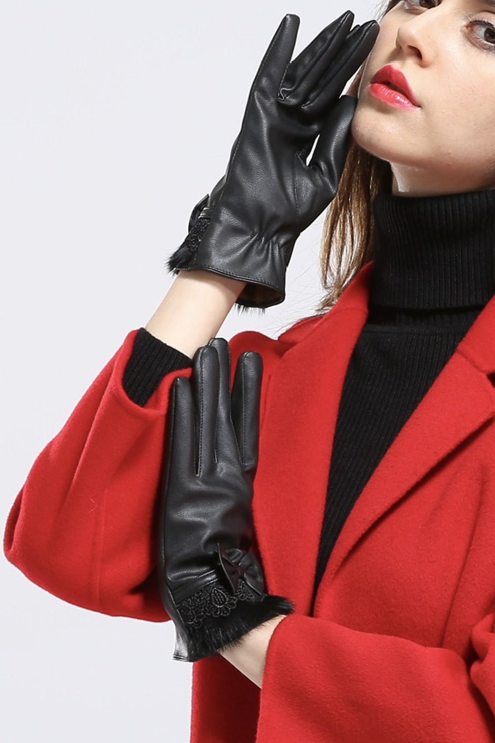 Women Warm Fashionable Winter Season Perfect Casual PU Gloves
