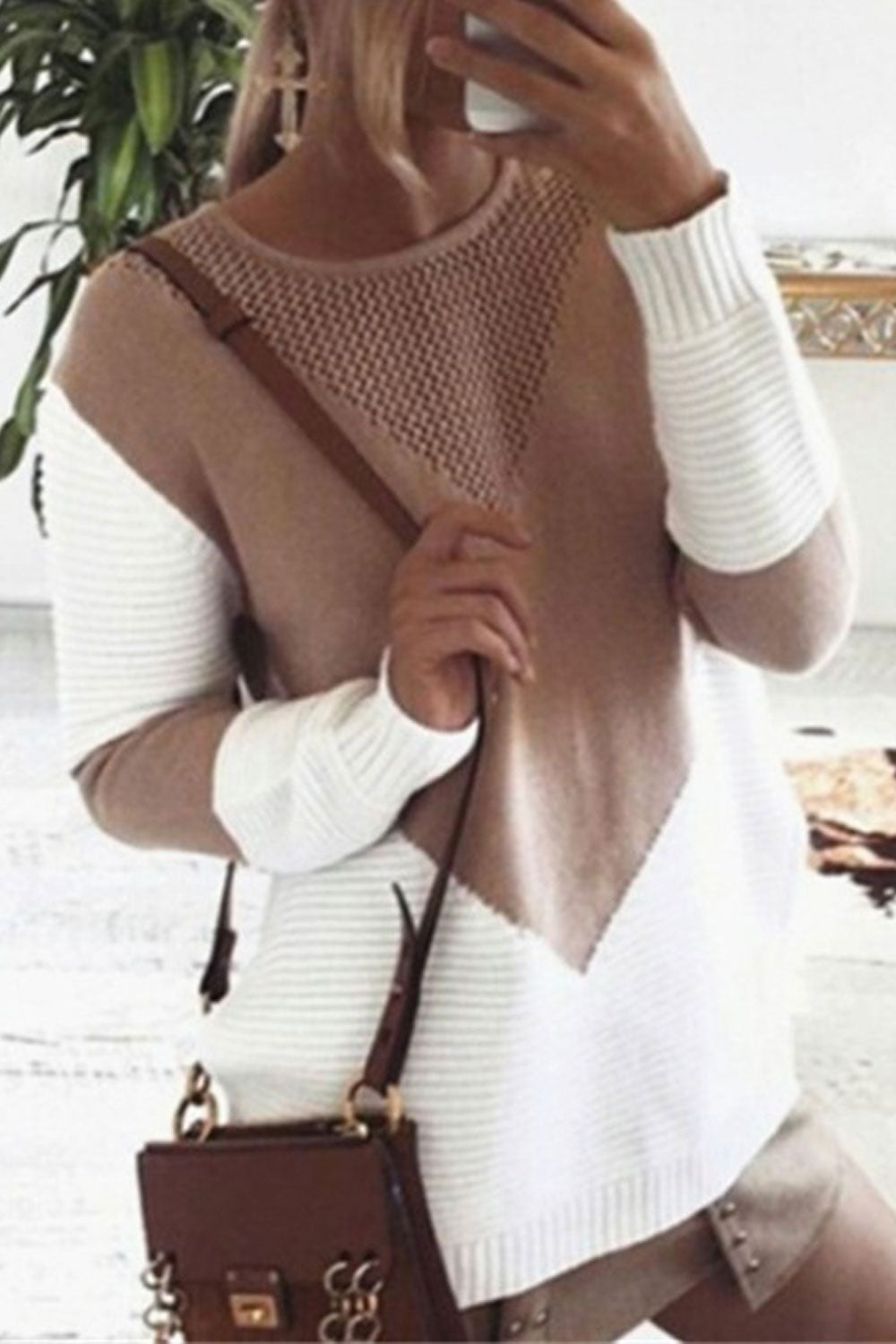 Women Autumn Fashion Contrast Color Sweater